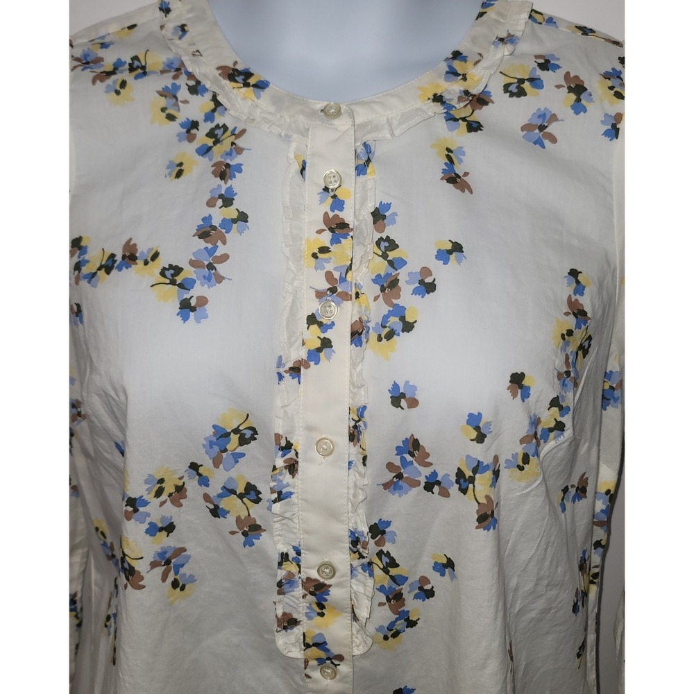 Talbots Floral Button Down Ruffle Long Sleeves M … - image 4